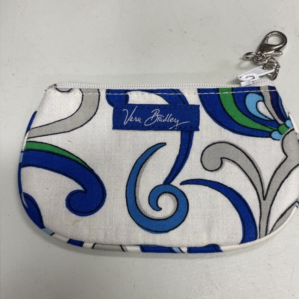 Vera Bradley White Pouch with Blue and Green Swirls